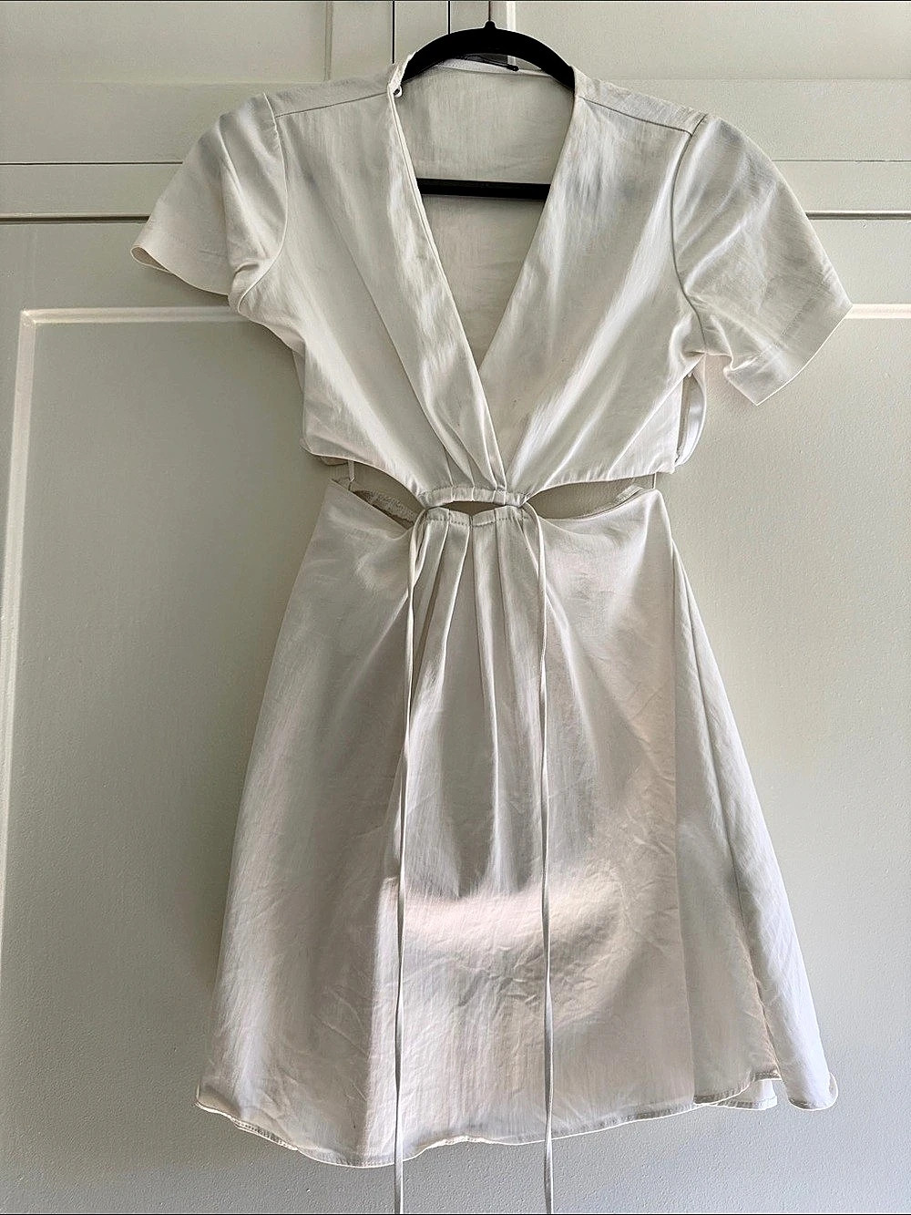 White Tie Waist Mini Dress Like New